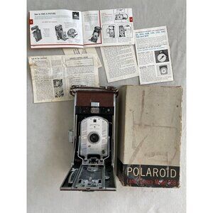 Polaroid Land Camera Model 95B With Original Box & Manuals Vintage Folding Insta